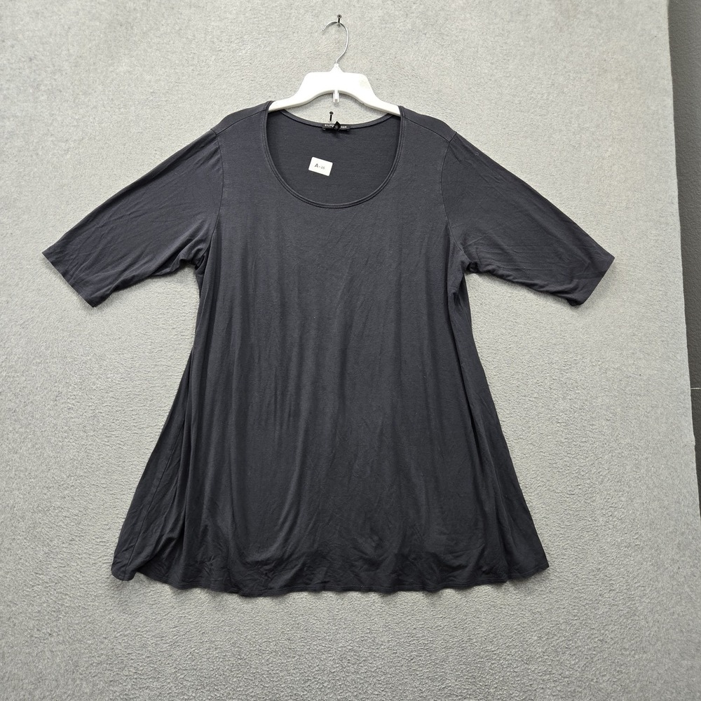 Eileen Fisher Women Dress 1X Black Scoop Neck Pullover Short Sleeve Tunic